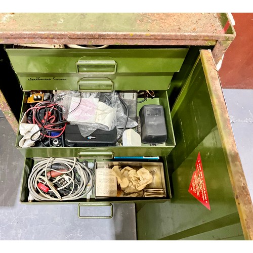 163 - METAL CABINET WITH DRAWS CONTAINING MISC. ELECTRICAL EQUIPMENT