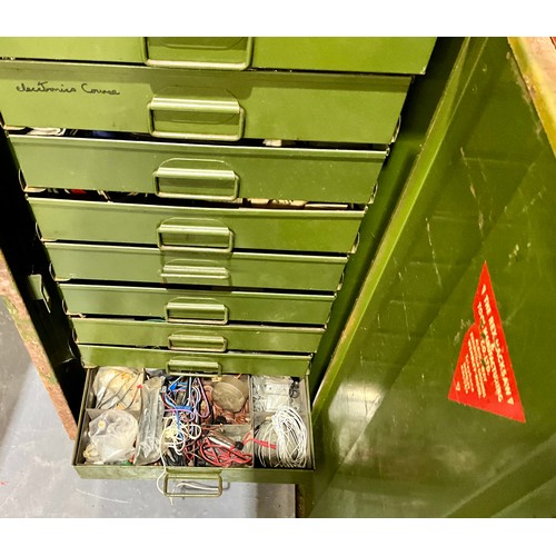 163 - METAL CABINET WITH DRAWS CONTAINING MISC. ELECTRICAL EQUIPMENT