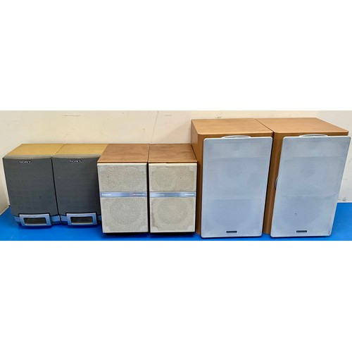 211 - THREE PAIRS HIFI SPEAKERS INC. KENWOOD, PANASONIC AND SONY