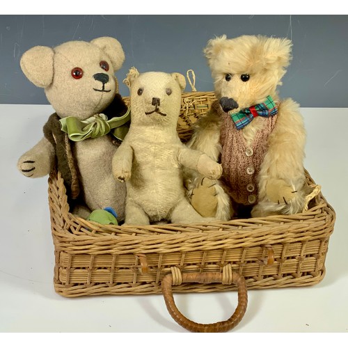 48 - 2 OLD TEDDY BEARS IN A BASKET