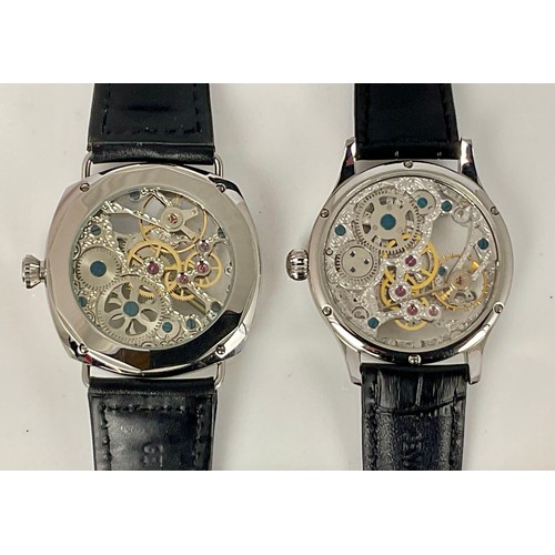 461 - 2 GENTS SKELETON MOVEMENT WRIST WATCHES