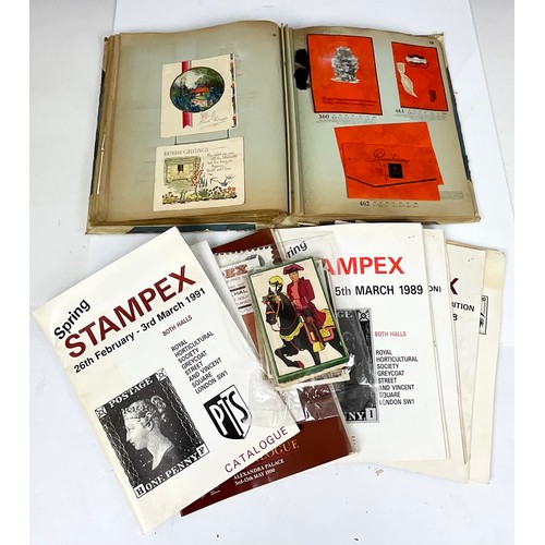 476 - COLLECTION OF VINTAGE GREETINGS CARDS, SOME POSTCARDS AND STAMPEX CATALOGUES