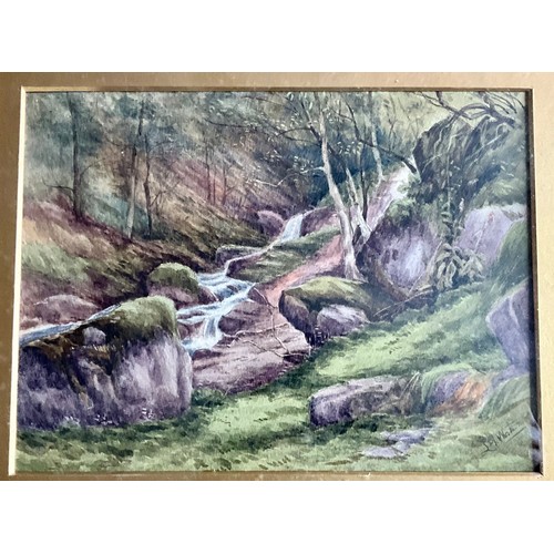 37 - L.G. WATSON WATERCOLOUR DEPICTING A CASCADE STREAM Approx. 29 x 22cm T/W ANOTHER UNSIGNED WATERCOLOU... 