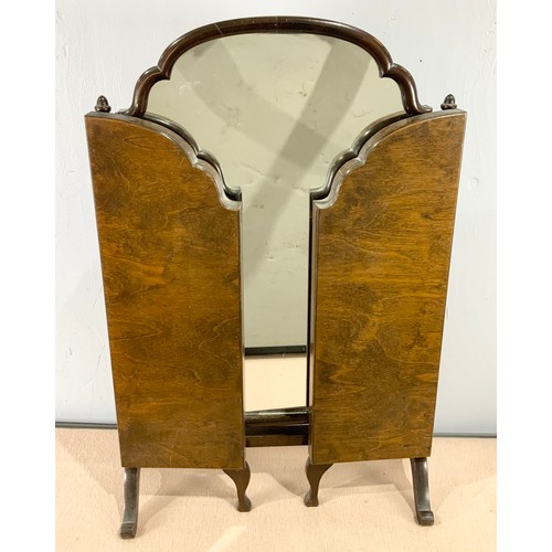 68 - ORNATE TRIPTYCH DRESSING TABLE MIRROR  69cm TALL