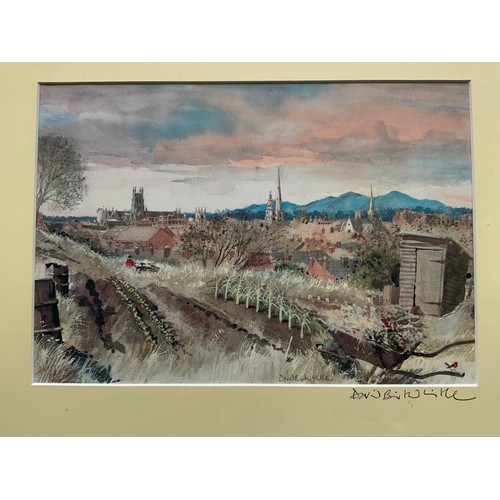 75 - LOCAL INTEREST INC JOHN STOCKDALE FRAMED MAP OF HEREFORDSHIRE, WATERCOLOUR OF MALVERN,  DAVID BIRTWI... 