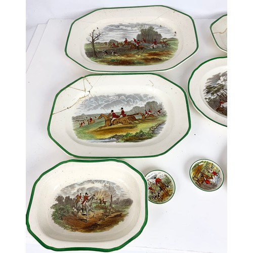 170 - A COPELAND SPODE HUNTING PART DINNER SERVICE FROM THE DRAWINGS BY J.F.HERRING. SOME ITEMS A/F