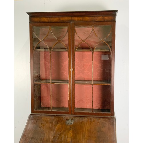 511 - MAHOGANY BUREAU BOOKCASE WIDTH 100cm , 217cm TALL