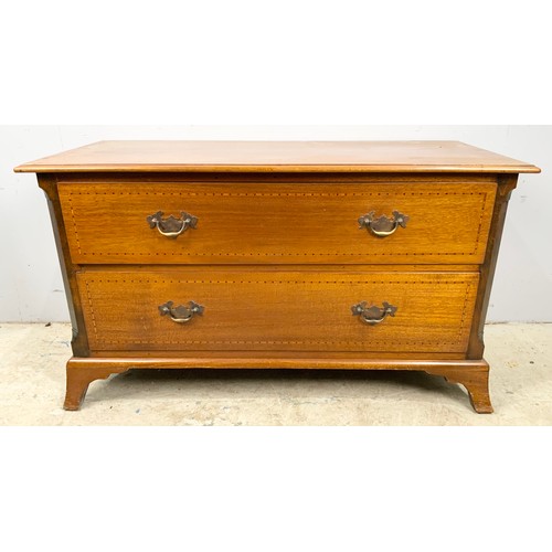 523 - LOW INLAID MAHOGANY CHEST OF 2 DRAWERS WIDTH 100cm