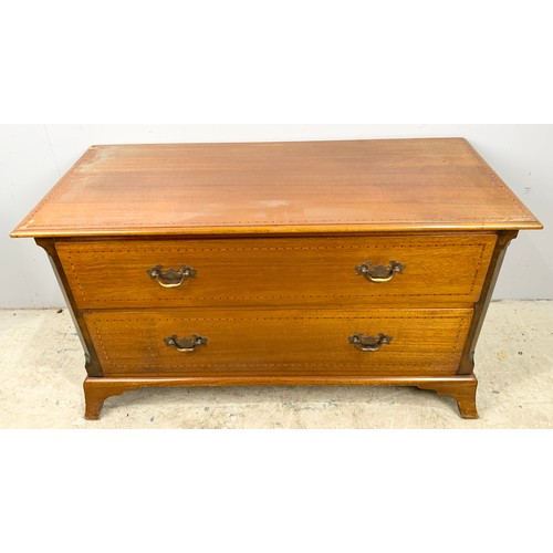 523 - LOW INLAID MAHOGANY CHEST OF 2 DRAWERS WIDTH 100cm