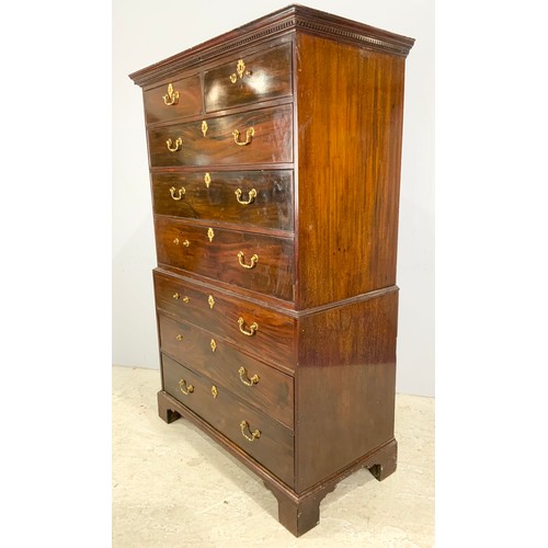 584 - MAHOGANY CHEST ON CHEST 3 GRADUATED DRAWER BASE WITH 2 OVER 3 ABOVE WIDTH 112cm, 177cm TALL