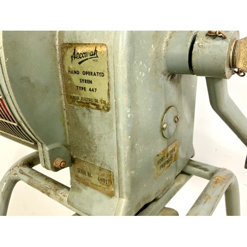 2 - A WWII SECOMAK TYPE 447 HAND OPERATED AIR RAID SIREN, MANUFACTURED BY THE SERVICE ELECTRIC CO LTD, S... 