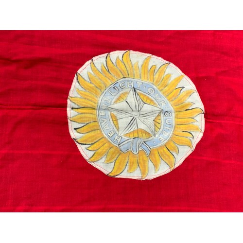 12 - FLAG, A DEFACED RED DUSTER WITH STAR OF INDIA AND HEAVEN’S LIGHT OUR GUIDE. APPEARS ADDED AS DUSTER ... 