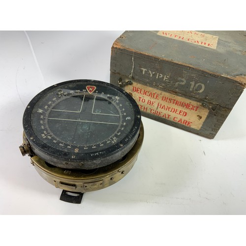 3 - AIR MINISTRY COMPASS IN FITTED WOODEN CASE, REF NO. 6A/1671