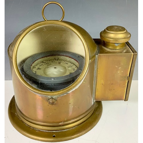 4 - ANTIQUE BRASS SHIPS BINACLE COMPASS