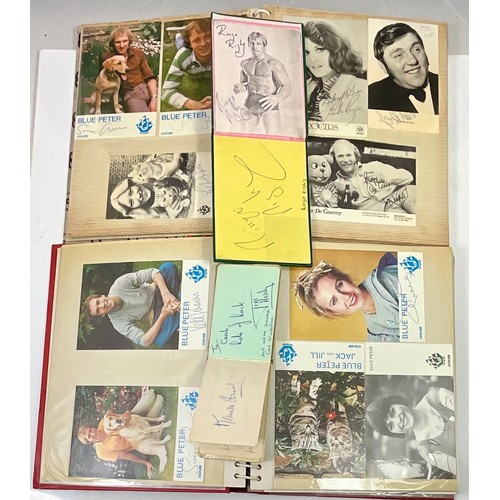 70 - TWO WELL FILLED AUTOGRAPH BOOKS - AUTOGRAPHS INC. MARGARET THATCHER, BLUE PETER PRESENTERS, MANCHEST... 