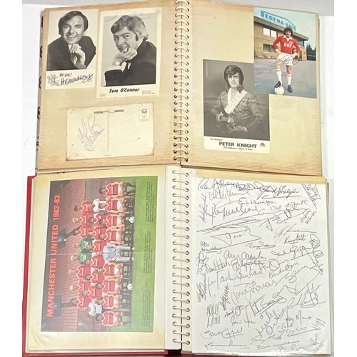 70 - TWO WELL FILLED AUTOGRAPH BOOKS - AUTOGRAPHS INC. MARGARET THATCHER, BLUE PETER PRESENTERS, MANCHEST... 