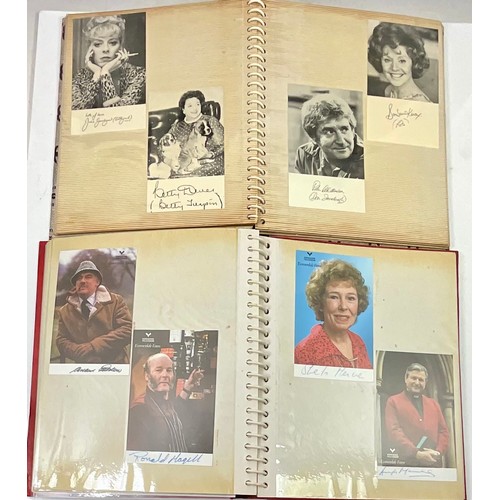 70 - TWO WELL FILLED AUTOGRAPH BOOKS - AUTOGRAPHS INC. MARGARET THATCHER, BLUE PETER PRESENTERS, MANCHEST... 