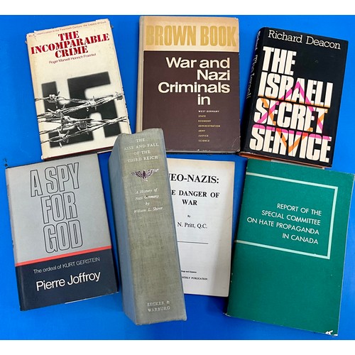 89 - LARGE QTY. MISC. BOOKS (2 TRAYS), MOSTLY RELATING TO ANTISEMITISM, WAR CRIMES, THE THIRD REICH AND N... 