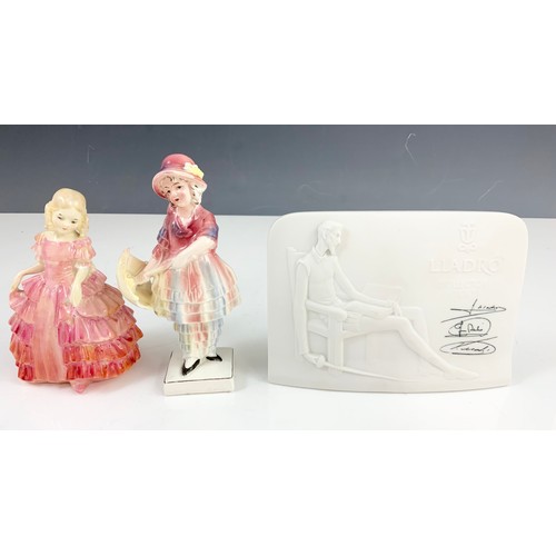 110 - ROYAL DOULTON ROSE HN1368 , CONTINENTAL FIGURINE &  A LLADRO COLLECTORS SOCIETY PLAQUE