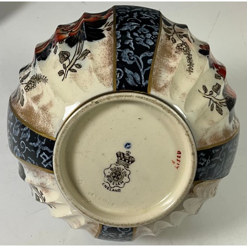 146 - EARLY DOULTON BISCUIT BARREL, A MAIOLICHE DERUTA DISH AND BLUE AND WHITE PITCHER