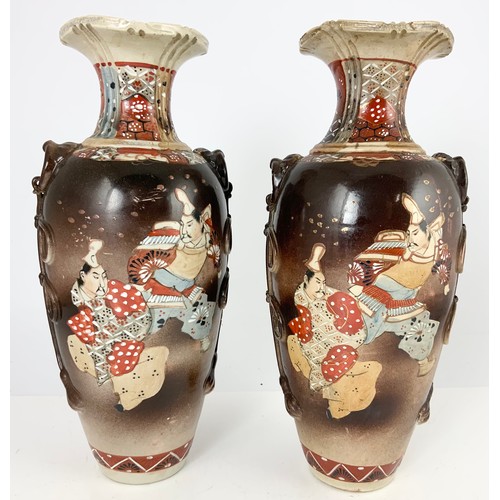 180 - LARGE PAIR OF ORIENTAL VASES 39cm TALL