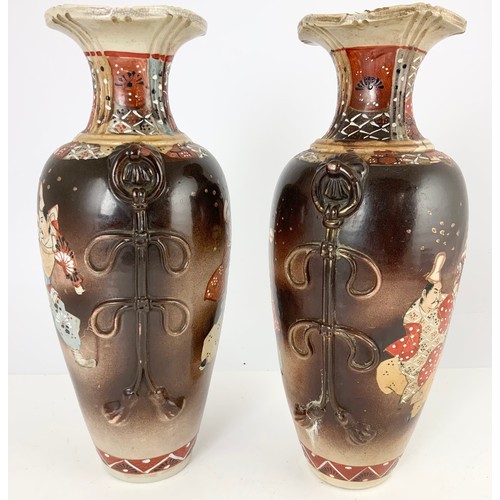 180 - LARGE PAIR OF ORIENTAL VASES 39cm TALL