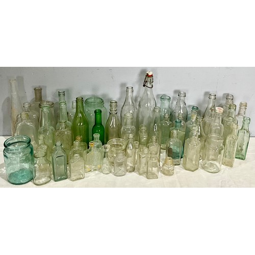 224 - 2 TRAYS OF VINTAGE GLASS BOTTLES AND JARS