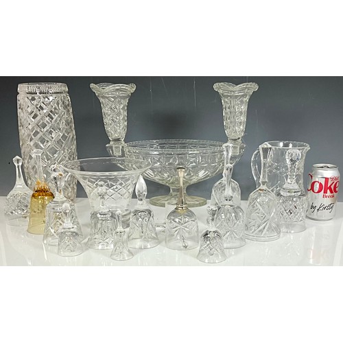 235 - CUT GLASS BELL COLLECTION AND OTHER CUT  GLASS VASES INC. AND EPERGNE