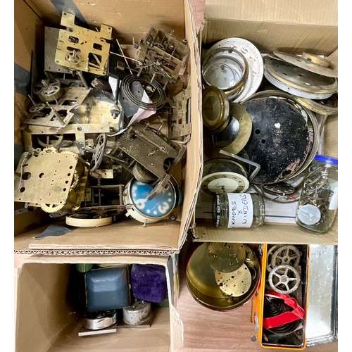 262 - QUANTITY OF VINTAGE CLOCK PARTS INC. DIALS, MECHANISMS, WINDERS FOR SPARES AND REPAIRS