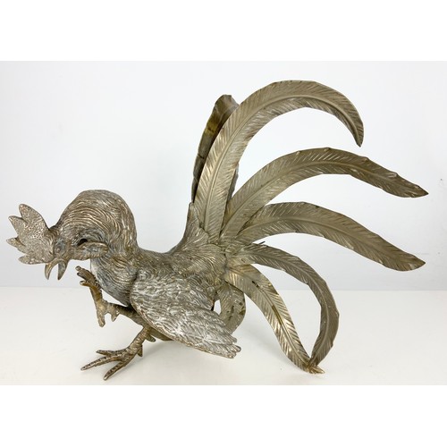 303 - LARGE SCALE SILVER PLATED FIGHTING COCK