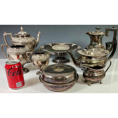 304 - 19TH CENTURY PLATED TEA SERVICE PRESENTED TO MISS M. SHEATH & MR A. THOMPSON BY THEIR FELLOW EMPLOYE... 