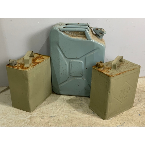 17 - TWO PETROL CANS, INC. POWER PETROL, (VALOR 10 39) & A JERRY CAN