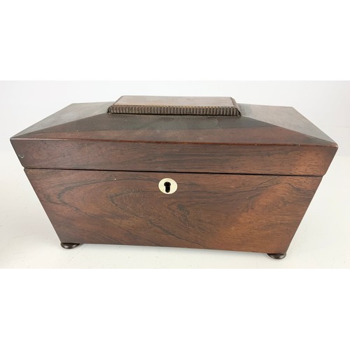 361 - JEWELLERY BOX  WITH FITTED INTERIOR &  2 SECTION TEA CADDY