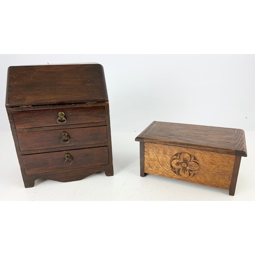 362 - APPRENTICE  FITTED BUREAU 23.5cm TALL &  A THORENS MUSIC BOX