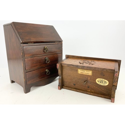 362 - APPRENTICE  FITTED BUREAU 23.5cm TALL &  A THORENS MUSIC BOX