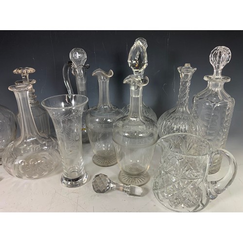 227 - DECANTERS , EWERS JUGS ETC