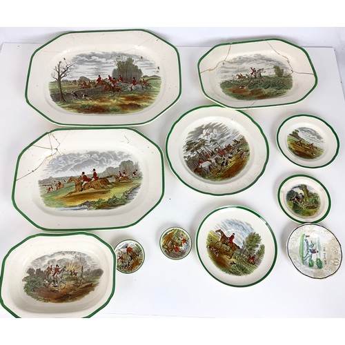 159 - A COPELAND SPODE HUNTING PART DINNER SERVICE FROM THE DRAWINGS BY J.F.HERRING. SOME ITEMS A/F