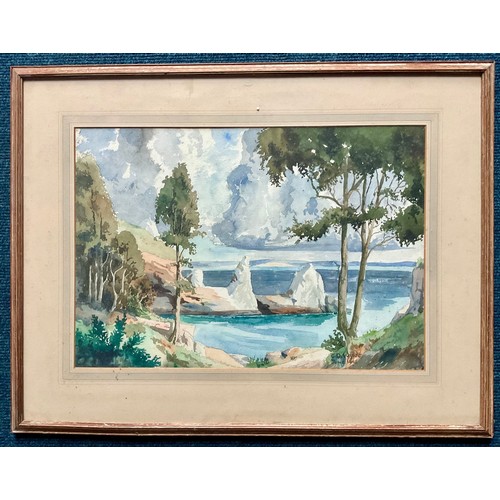 34 - C.D.WYLDE, WATERCOLOUR COASTAL SCENE, APPROX. 56 X 39cm