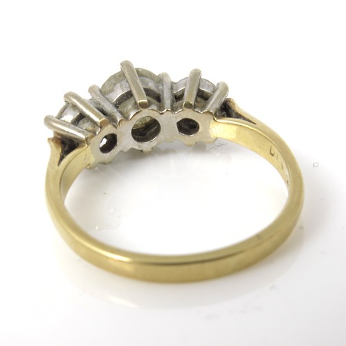 627 - A MAGNIFICENT 3 STONE DIAMOND RING, CENTRAL BRILLIANT CUT DIAMOND APPROX. 1.2 CARATS FLANKED BY 2 SM... 