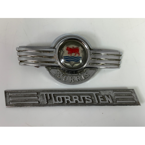 35 - MOTOR & CAR INTEREST, A MORRIS TEN & A MORRIS CAR BADGE