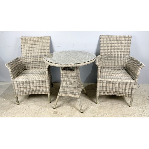 580 - DIAMOND DISTINCTION CANED BISTRO GARDEN SET COMPRISING TABLE AND 2 CHAIRS