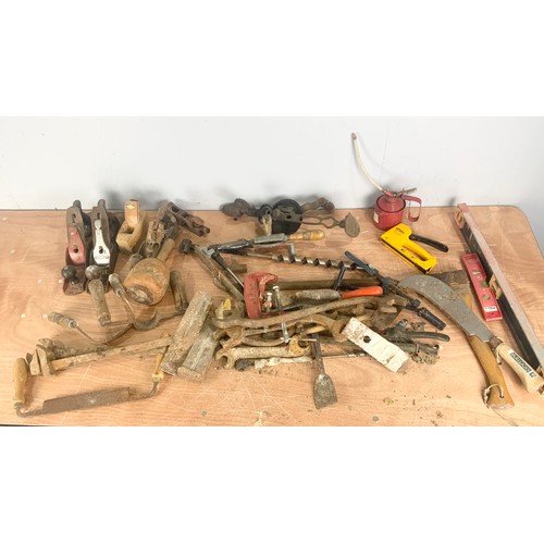 QUANTITY OF HAND TOOL INC PLANES , WOODWORKING TOOLS, DRILLS , CHISELS ...