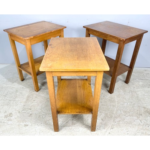 598 - 3 MID CENTURY OCCASIONAL TABLES  WITH UNDER TIERS POSSIBLY MINISTRY 62cm x 47cm