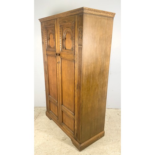 596 - OAK CUPBOARD / WARDROBE WIDTH 104cm, 168cm TALL