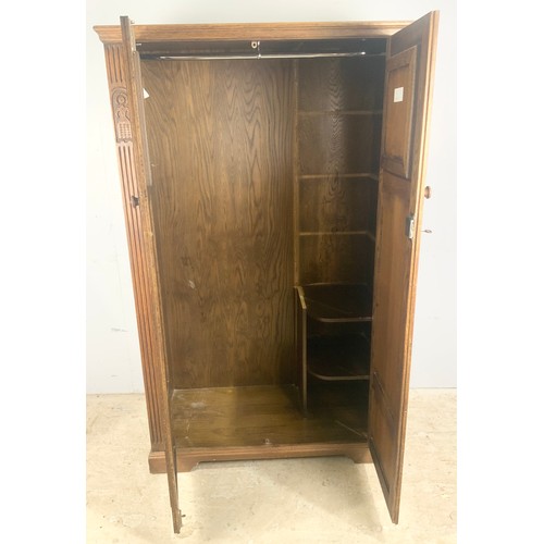 596 - OAK CUPBOARD / WARDROBE WIDTH 104cm, 168cm TALL