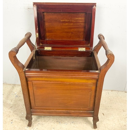 603 - MAHOGANY BOX PIANO STOOL WIDTH 57cm