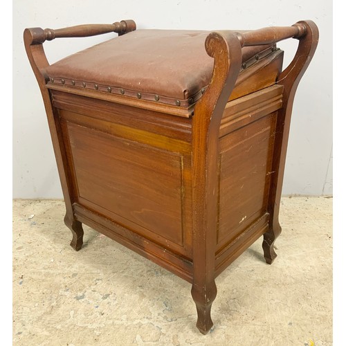 603 - MAHOGANY BOX PIANO STOOL WIDTH 57cm