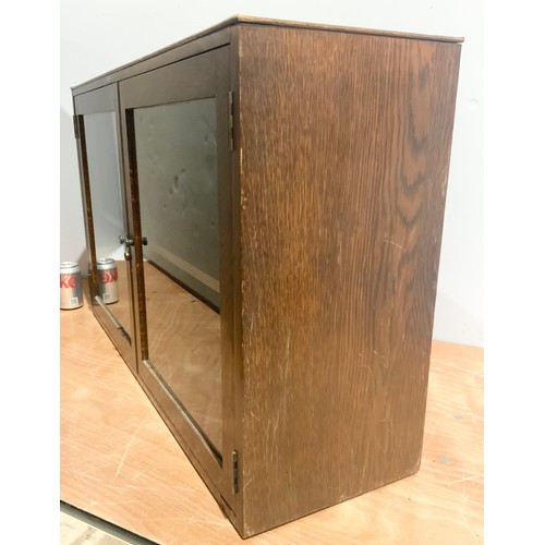 593 - OAK GLAZED CABINET WIDTH 87cm