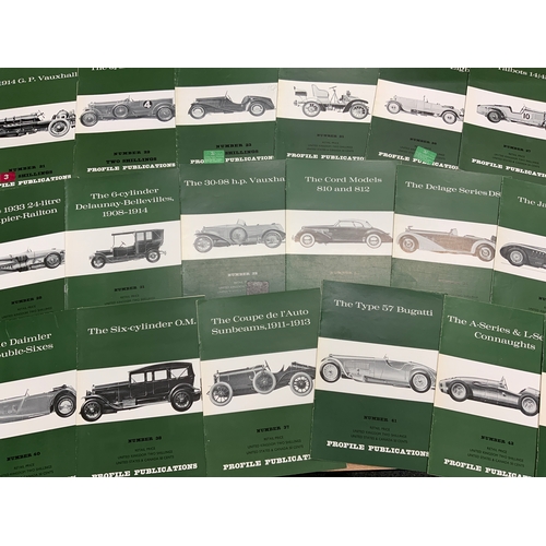 36 - 58 PROFILE PUBLICATIONS, GREEN ISSUE CAR BOOKLETS, MANY BEING TWO SHILLINGS, GOOD SELECTION OF MAKES... 