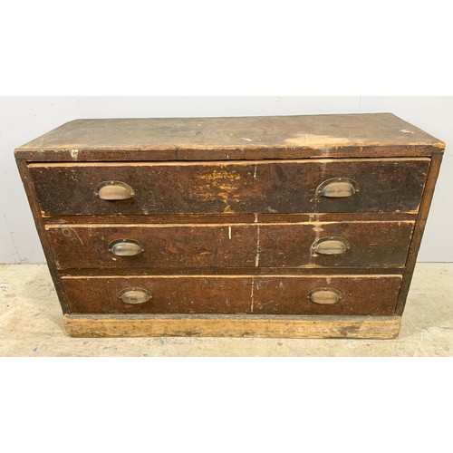 600 - LOW WORKSHOP CHEST OF 3 FITTED DRAWERS WIDTH 96cm